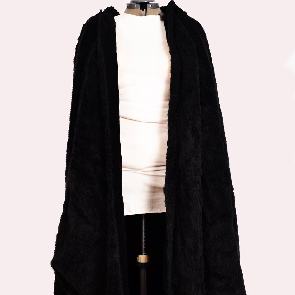 UNISEX Full Length Faux Fur Cape with Hood